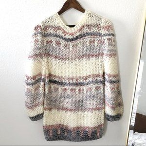 Vintage Pretty Pastel  Long Chunky Knit Sweater